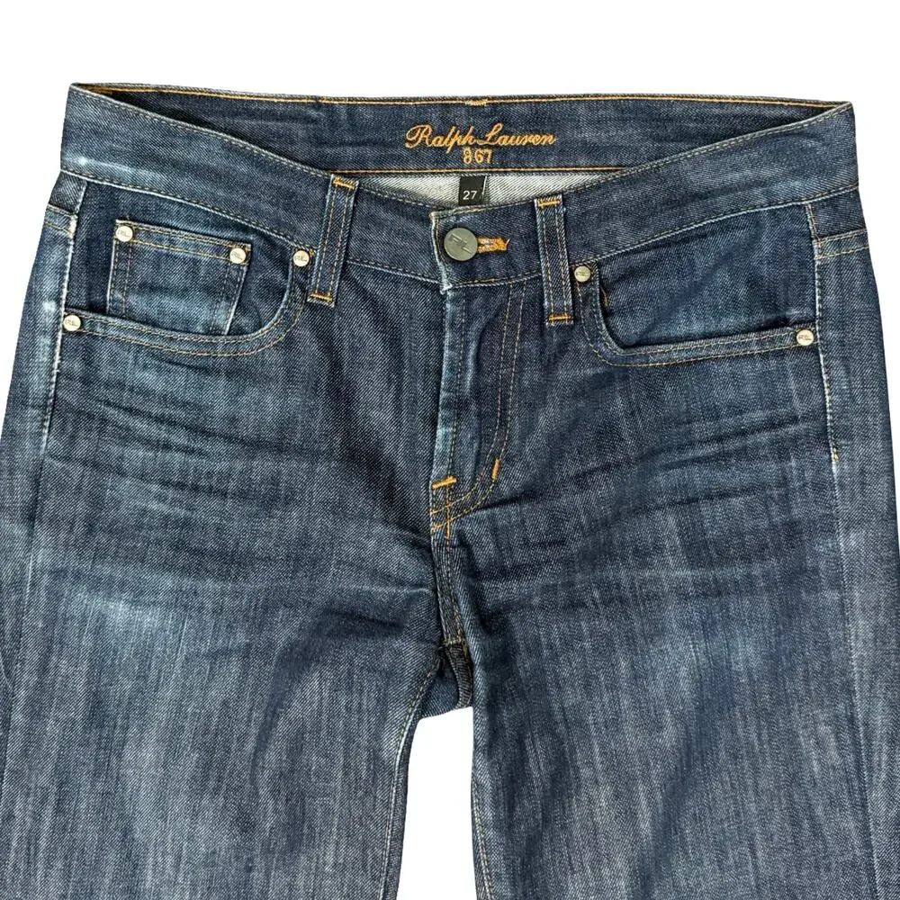 Ralph Lauren 867 Dark Wash Blue Low Rise Stretch Bootcut Jeans size 27 Y2K